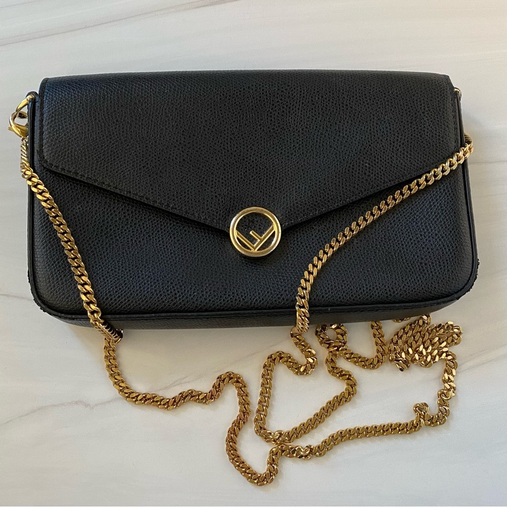Fendi Wallet on Chain Crossbody Bag With Pouches Black